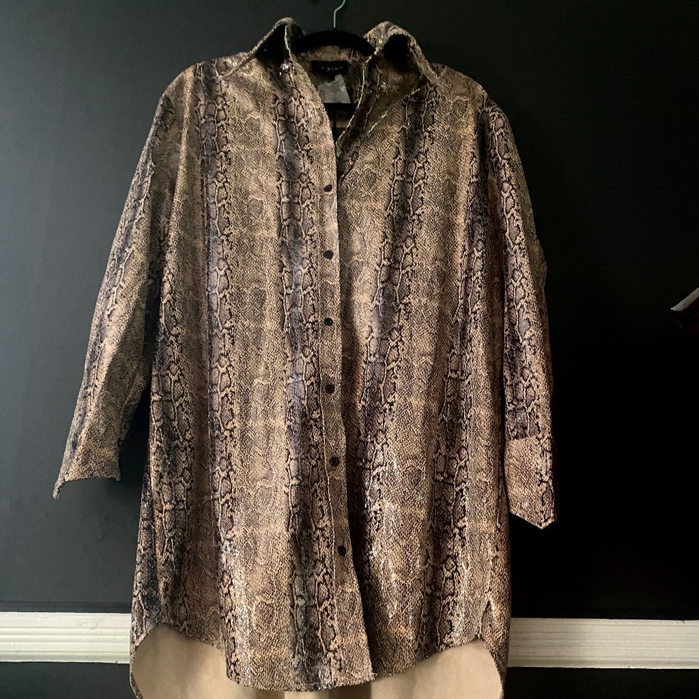 NWT THE SANG Oversized Faux Snakeskin Shirt Dress Size Small (Fits S/M/L)